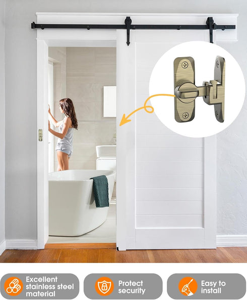 90/180 Degree Barn Door Lock, Small Flip Gate Latches Hardware, Door Security Sliding Door Latch Lock fo Cabinets, Barn Door, Bathroom, Gardenr Do...