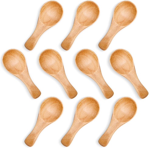 HANSGO 10PCS Small Wooden Spoons, 3 Inch Small Spoons for Spice Jars, Salt, Grains, Sugar, Coffee, Honey, Dessert, Tea, Mini Wooden Teaspoons for ...