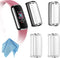 Fintie 4 Pack Screen Protector Case Compatible with Fitbit Luxe, Soft TPU Full Protective Screen Cover Saver Bumper, Black, Silver, 2 Clear...