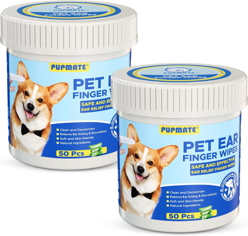 Ear Finger Wipes for Dogs & Cats - Cleaning Earwax & Debris - Relieves Ear Itching & Discomfort - Fresh Aloe Scent - Sooths & Repair, Natural Ingr...