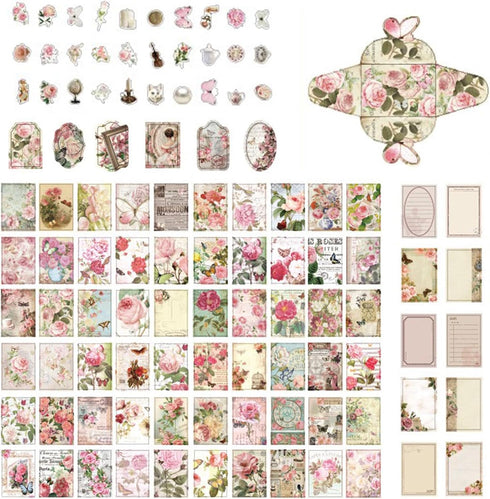 113Pcs Scrapbook Craft Paper Kit for Scrapbook Journaling Supplies ,Scrapbook Butterfly Flower Stickers Aesthetic for Scrapbooking Supplies,Bullet...