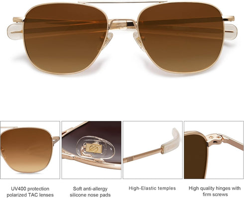 SOJOS Small Polarized Aviator Sunglasses for Men Women Classic Double Bridge Square Aviators SJ1179...