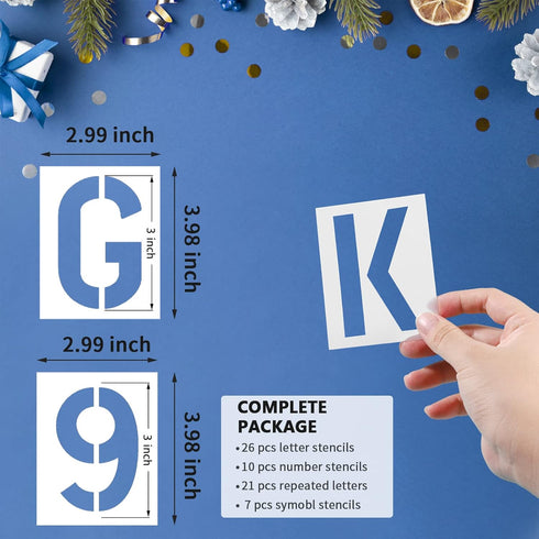 Letter Stencils Numbers for Painting Reusable: 3 Inch Small Plastic Spray Paint Lettering Alphabet Templates for Wood, Wall 64pcs...
