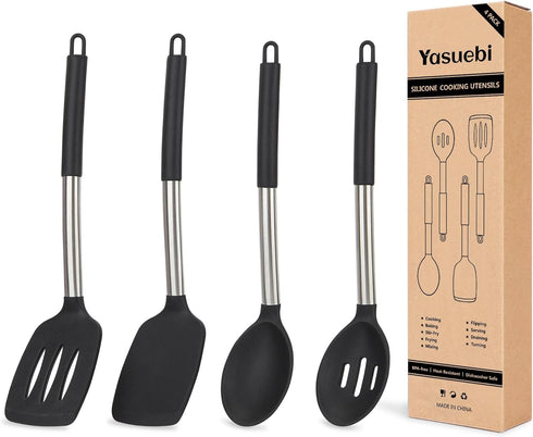 Kitchen Utensils Set of 4 Pack,Silicone Cooking Utensils Set for Nonstick Cookware,Perfect for Baking and Mixing,Spatula Set BPA Free,Dishwasher S...
