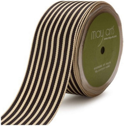 May Arts 1-1/2-Inch Wide Ribbon, Black Grosgrain Stripe...