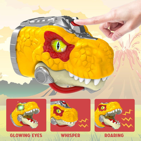 COSOOS T-Rex Dinosaur Hand Puppet with Realistic Roar Sound, Glowing Eyes, Movable Mouth & 4 Little Dinosaur Toys, Jurassic Storytelling Adventure...