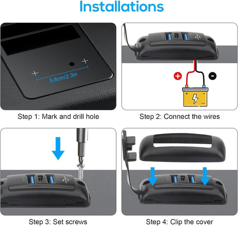 Linkstyle RV USB Outlet, Dual 18W QC3.0 USB-A Ports & 30W PD3.0 USB-C Port Charger Socket, Waterproof Cover, for Car Marine...
