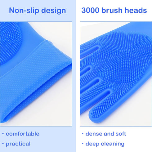 Pet Grooming Gloves, Yintoper Dog Washing Gloves with High-Density Teeth, Heat Resistant Silicone Cat Hair Remover with Enhanced Five Finger Desig...