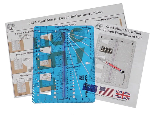 Multi Mark Tool - Can be a square, angle marker, protractor, centreline scribe, circle scribe, ruler and offset scribe, large circle centre finder...