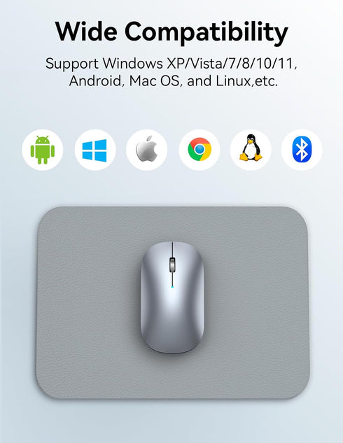 TECKNET Wireless Mouse, BT5.0/3.0 2.4GHz Silent Computer Mouse with USB Receiver,4000DPI Rechargeable Portable Bluetooth Mouse for Laptop/MacBook/...