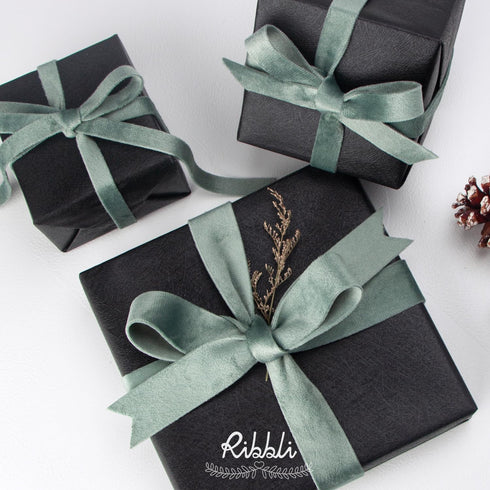 Ribbli Dusty Sage Green Velvet Ribbon Double Faced 1 Inch 10-Yard Spool Light Green Ribbon Use for Christmas Tree Ornaments Gift Wrapping Wreath D...