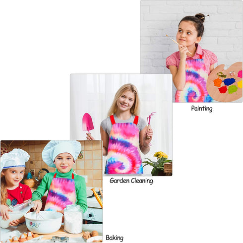 Kid Girls Boys Apron, Adjustable Kitchen Cooking Chef Apron with Pocket for Cooking Baking Art Painting Gardening,Tie Dye, 3-5Years...