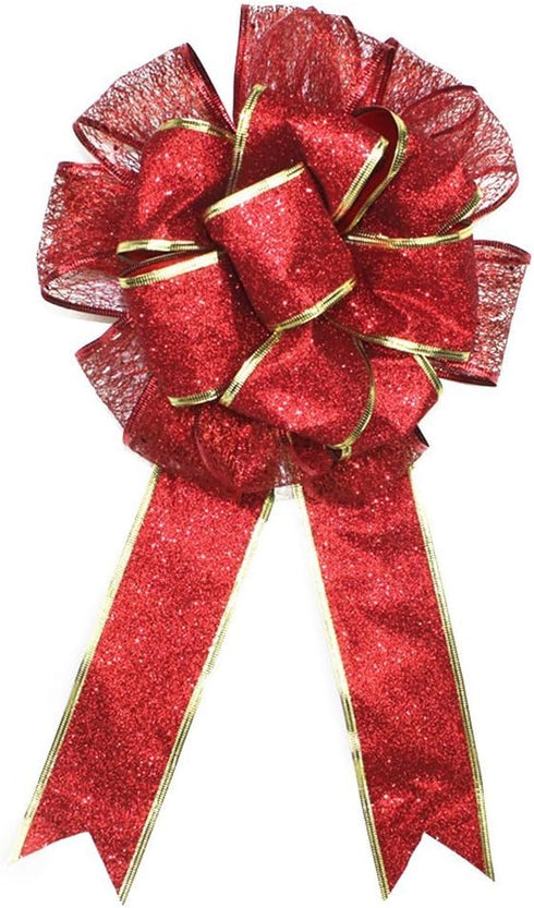 BinaryABC Valentine's Day Bows Decoration Ornaments,Christmas Tree Topper Bow(Red)...