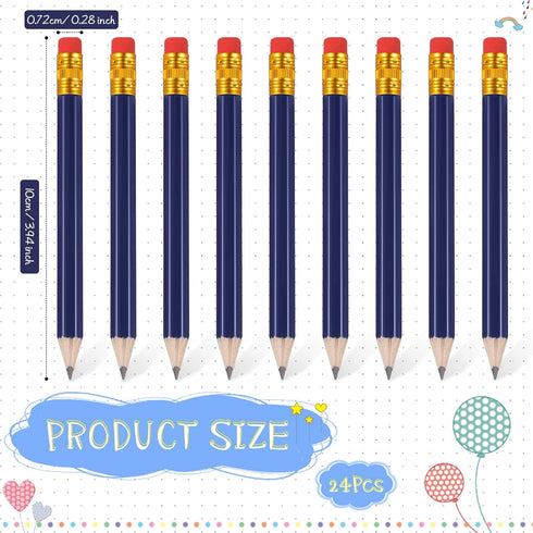 Zonon 24 Pieces Back to School Small Pencils Half Pencils Golf Pencils with Eraser Easy to Hold Graphite HB Pencils for Baby Shower Bridal Shower ...