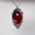 Blood Red Cabochon in Silver Finish Pewter Frame Pendant Necklace...