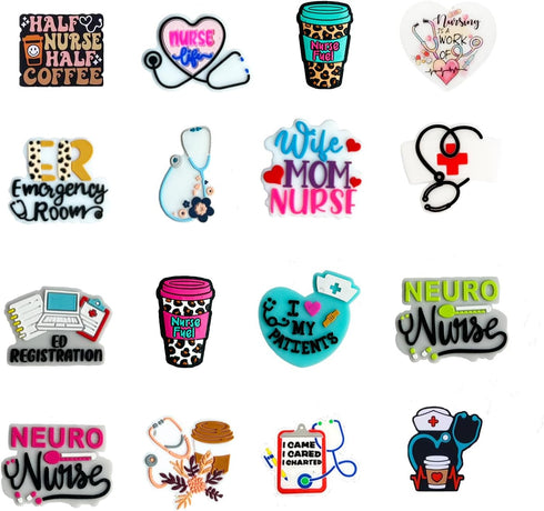 KnvsS Medical Nurse Themed Silicone Focal Beads Rubber Beads Kit Bulk for Beadable Pens Keychain Making DIY Keychain Supplies Focal Pen Beads, Nur...