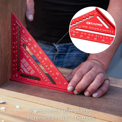 Kapro - 446 High Definition Anodized Rafter Square - Resists Wear and Corrosion - Features Conversion Table and Protractor - Lightweight & Compact...