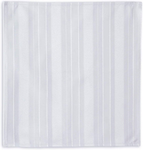 Newbridge White Denley Stripe Set of 4 Fabric Napkins, 100% Polyester, No Iron Soil Resistant Dining Room, Heavy Weight Party Napkin...