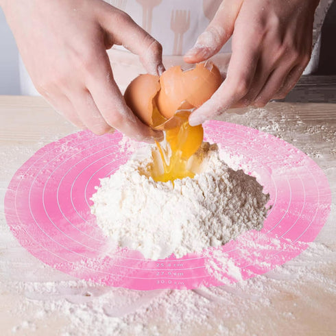 Silicone Baking Mat, Cake Mat Round Silicone Baking Mat Small Silicone Kneading Mat Pastry Baking Mat Round Silicone Mat with Size Measurement Spe...