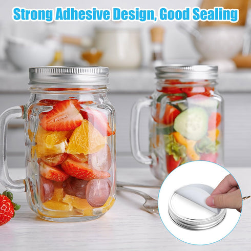 50pcs Synthetic Filter Paper Stickers, 84mm Diameter Adhesive Filter Discs 0.3 µm Wide Mouth Mason Jar Lids Filter Patch for Mushroom Cultivation...