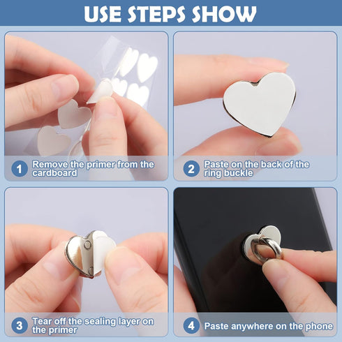 8 Pcs Cell Phone Finger Ring Adhesive Metal Phone Finger Grip Loop Stand Heart Grip Holder Phone Charm Hook for DIY Hanging Supplies (Silver)......