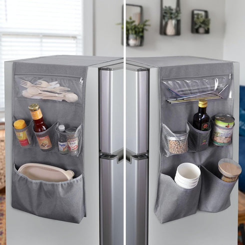 THYGIFTREE Mini Fridge Organizer for Dorm Office 11 Pockets 65.7 x 12.8 In Over the Fridge Caddy Storage Organization Dorm Room Essentials Hold Fl...