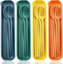 ELANE 4 Sets Reusable Travel Utensils Set with Case,Camping Cutlery Set Reusable Cutlery Set with Case,Utensil Sets for Lunch Picnic Daily Use Out...