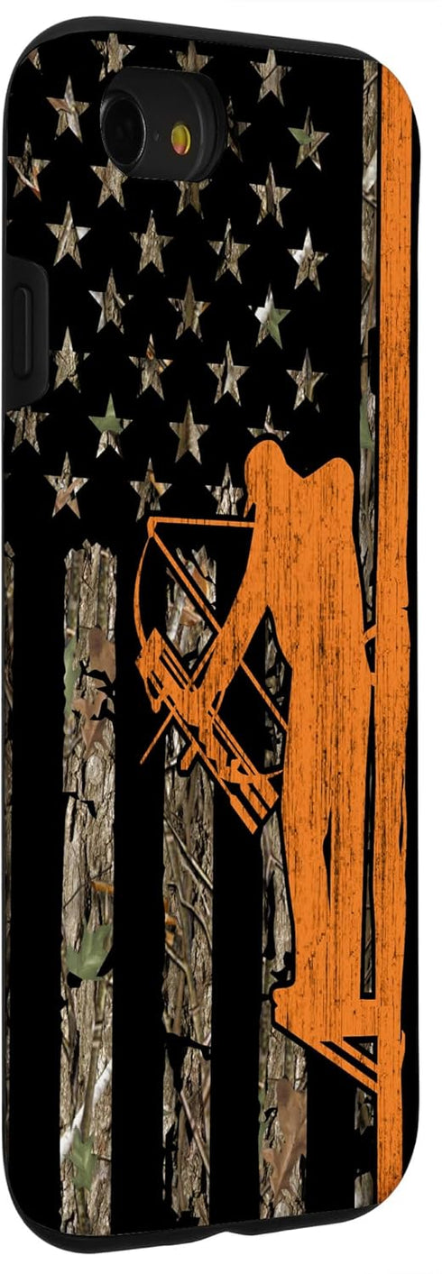 iPhone SE (2020) / 7 / 8 Bow Hunting Tree Stand Deer Hunter American Flag Camouflage Case...