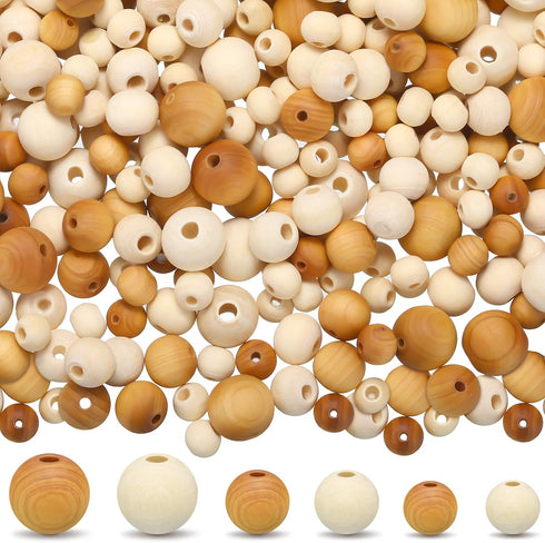 Hicarer 300 Pieces Natural Wood Round Beads Handmade Polished Spacer Beads Wooden Loose Crafts for Spring Easter Jewelry Making DIY Garland Crafts...