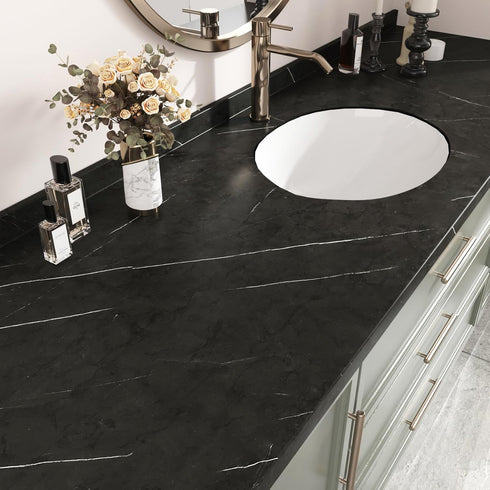 Matte Marble Black Contact Paper Peel and Stick Black Wallpaper for Bathroom Vinyl Waterproof Marble Black Contact Paper for Countertops Kitchen C...