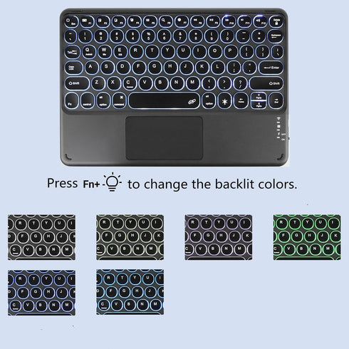 Wireless Bluetooth Keyboard with Touchpad,Portable Ultra Slim 7-Colors RGB Backlit Keyboard,10 inch Rechargeable Keyboard with Trackpad for IPad/I...