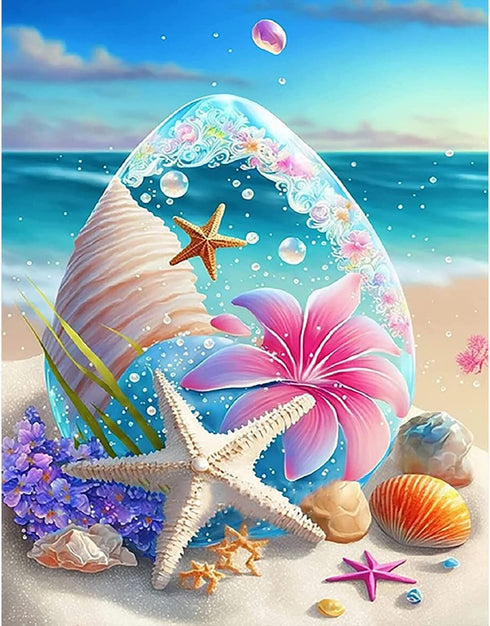 Tiwabb Stamped Cross Stitch Kits,Summer Starfish Cross Stitch Kits for Adults Beginners,Full Range of Cross-Stitch Stamped Kits Needlecrafts for H...