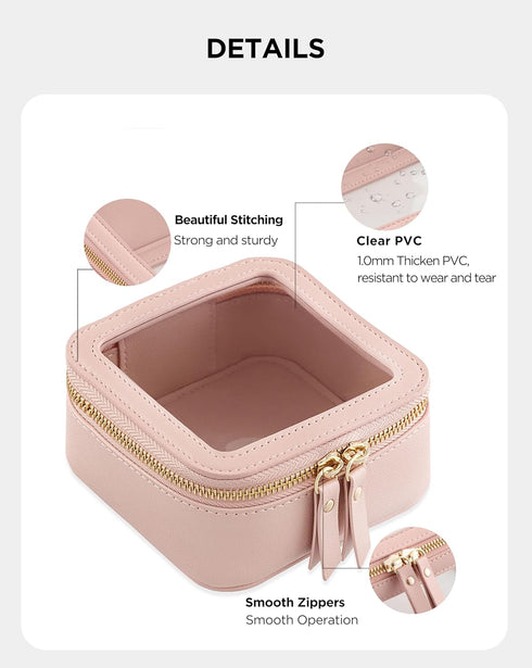 HBlife Small Makeup Bag for Purse Cute Mini Makeup Bag Cosmetic Bag Travel Clear Makeup Pouch Case Organizer Leather Make Up Toiletry Bag Transpar...