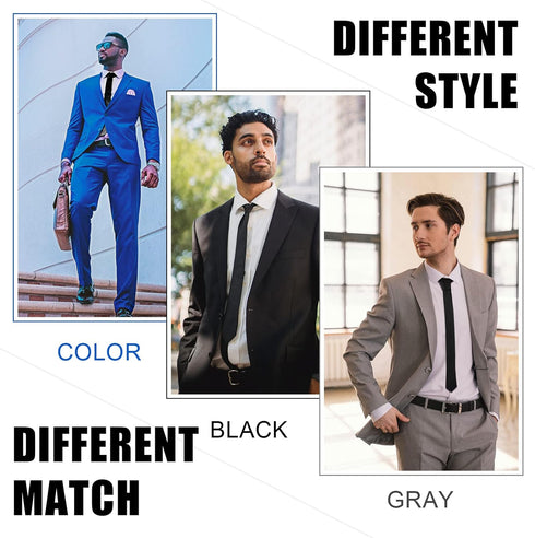 Lounsweer 2 Pack Black Necktie Mens Slim Ties 1.58" Solid Color Skinny Necktie 4 cm Men's Black Tie Regular Tie for Formal and Casual Occasions...