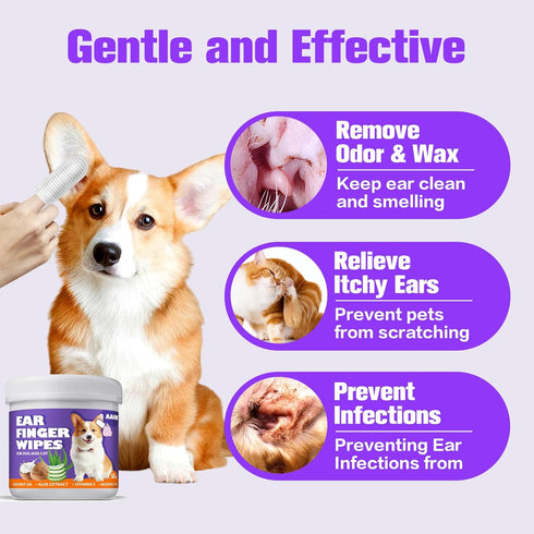 Dog ear wipes,Gently Remove Ear Wax & Dirt,Relieve Ear Itching Fresh Coconut Scent, All Natural Ingredients dog ear cleaning wipes - 50 Count...