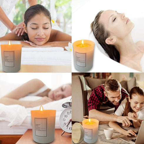 Soy Scented Candles, Natural Organic Candles for Home Scented with Thick Frosted Glass and Wood Lid, 12 Oz/50 Hour Long-Lasting, Highly Scented Ca...