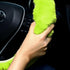9 Pcs Father's Day Fluffy Car Accessories Set Soft Furry Steering Wheel Covers Set for Men Universal 15 Inches for Men Car Decoration, Lime Green...