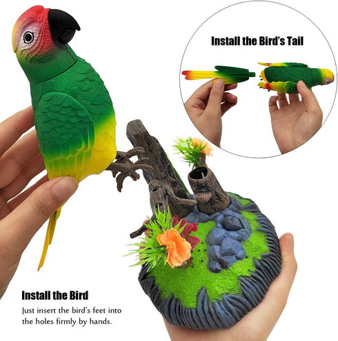 Tipmant Electronic Bird Toys Electric Parrots Animal Pets Move Chirp Realistic Home Office Room Decoration Kids Birthday Gifts (Green)...