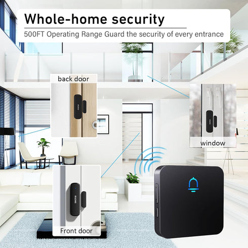 SECRUI Door Chime, Wireless Door Chimes When Door Open Entry for Business/Home/Office/Store (500ft Range 32 Chimes Adjustable Volume) Door Ringer ...