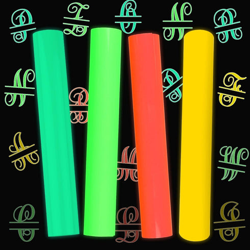 TransWonder Glow in The Dark 3D Puff Vinyl Heat Transfer - Luminous Fluorescent HTV Puff Vinyl Bundle Puff Heat Transfer Vinyl for T Shirts Compat...