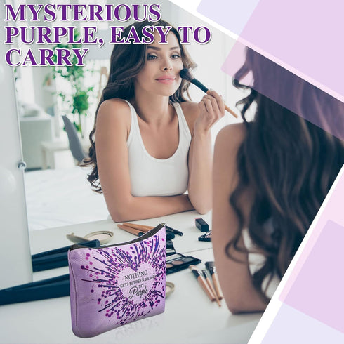 Hillban 6 Pcs Purple Makeup Bag Gifts Purple Lover Gift Purple Inspirational Zipper Cosmetic Pouch Christmas Gifts Purple Makeup Toiletry Bag for ...