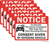 6-Pack Double Sided 3.5"x2.5"- Notice Vehicle is Equipped With Audio And Video Recording Devices Consent By Entering Car Sticker-Double Sided Viny...