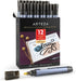 ARTEZA Oil Based Paint Markers, 12-Pack, Black, 2.5 mm Permanent Pens, Waterproof Craft and Art Supplies for Stone, Wood, Glass, Metal, Canvas, Pa...