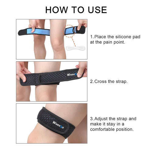 IT Band Strap, Adjustable Iliotibial Band Syndrome Brace, Athletic Stabilizer for Men, Women, Knee Support Strap for Running, Cycling, Hiking, Exe...