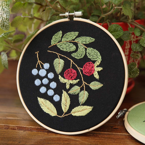 Sanlykate Full Range Embroidery Starter Kit - Embroidery Cloth with Pattern and Instructions, including Bamboo Hoop, Color Threads, Tools Kit for ...