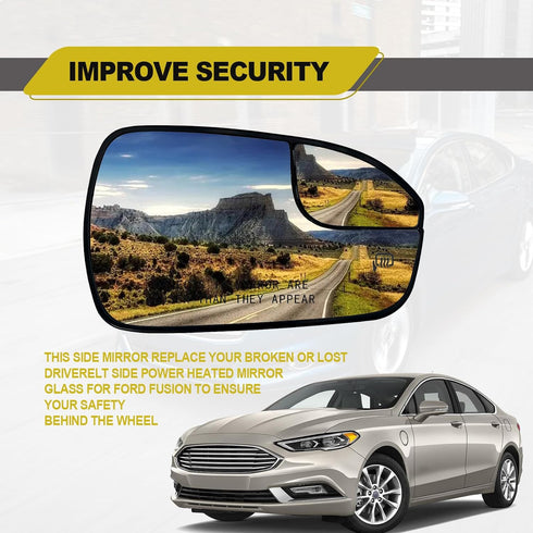 Passenger Right Side Mirror Power Heated Mirror Glass Passenger Right Side Compatible With 2013-2020 Ford Fusion Replace# DS7Z17K707B...