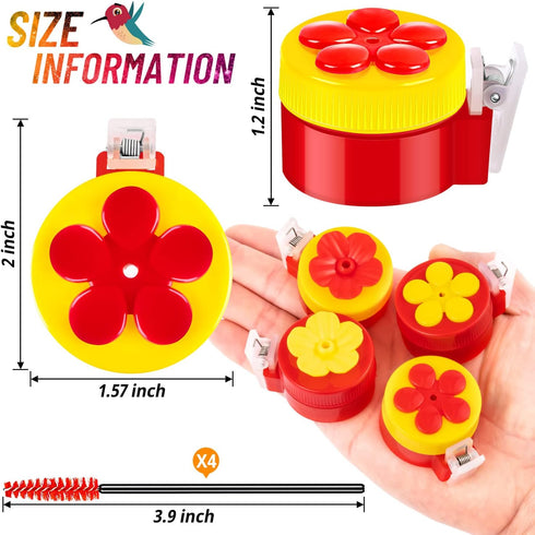 Hand Held Hummingbird Feeders, 4Pcs Small Clips Flower Hummingbird Hand Feeder with 4Pcs Cleaning Brush, Window Humming Wild Bird Feeders for Outd...