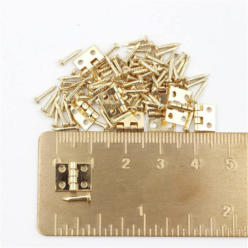 Mini Hinge Clips Dollhouse Furniture Jewelry Wooden Box Cabinet Door Brass Hinges Miniature Accessories Wooden Music Box Wine Case Hinge with Scre...