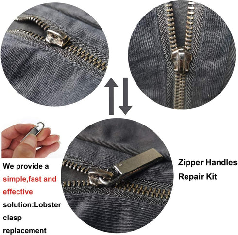 Zpsolution Zipper Pull Tab Replacement Metal Zipper Handle Mend Fixer for Suitcases Luggage Jacket Backpacks Coat Boots...