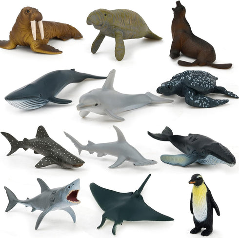 Small Montessori Animal Figures with Flash Cards, Realistic Animal Figurines Toys, Montessori Materials Homeschool Preschool Science Educational M...
